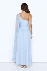 Robe longue asymétrique Midnight Spin bleue