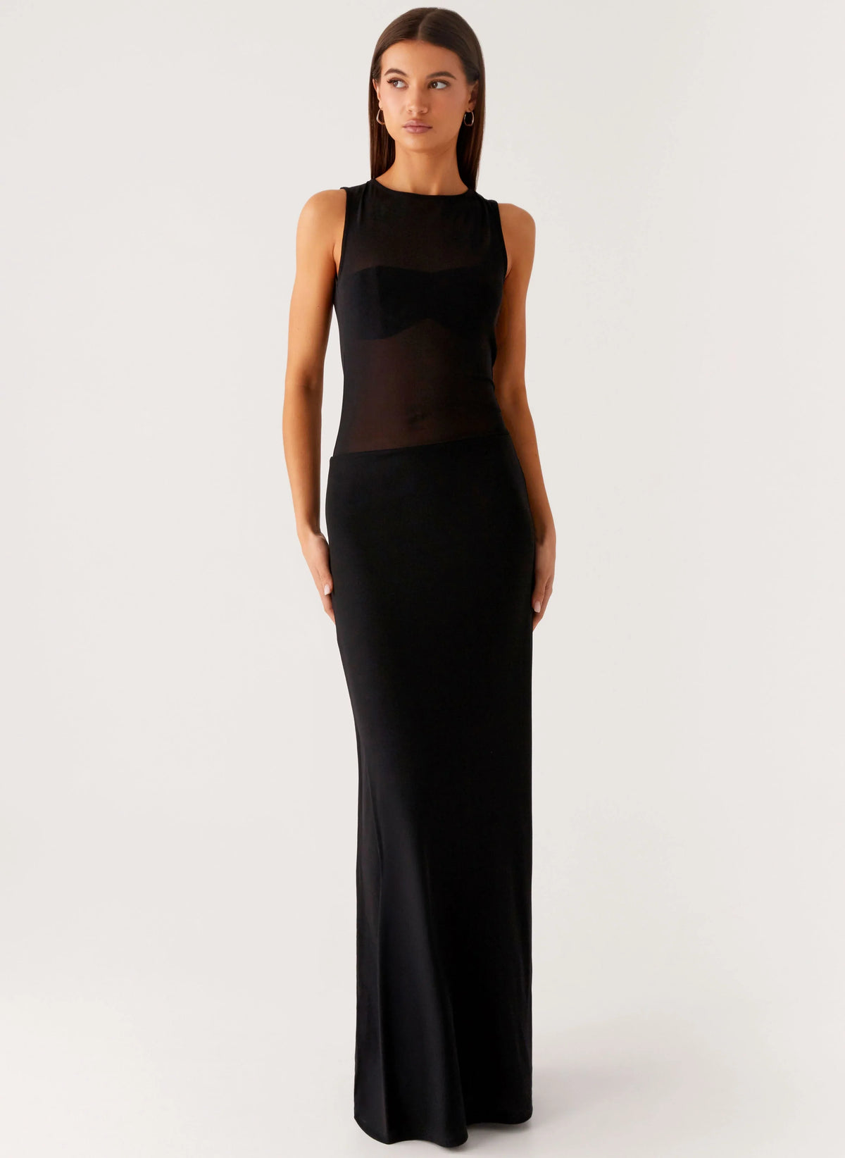 Robe longue en maille Lyria - Noire