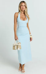 Robe midi Murray - Robe dos nu décolleté plongeant en bleu pâle