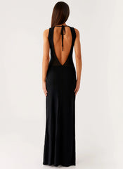 Robe longue en maille Lyria - Noire