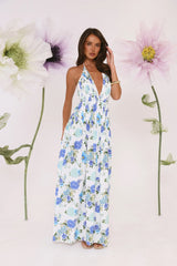 Robe longue dos nu Garden Of Light bleue