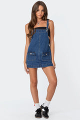 Mini-robe salopette en jean