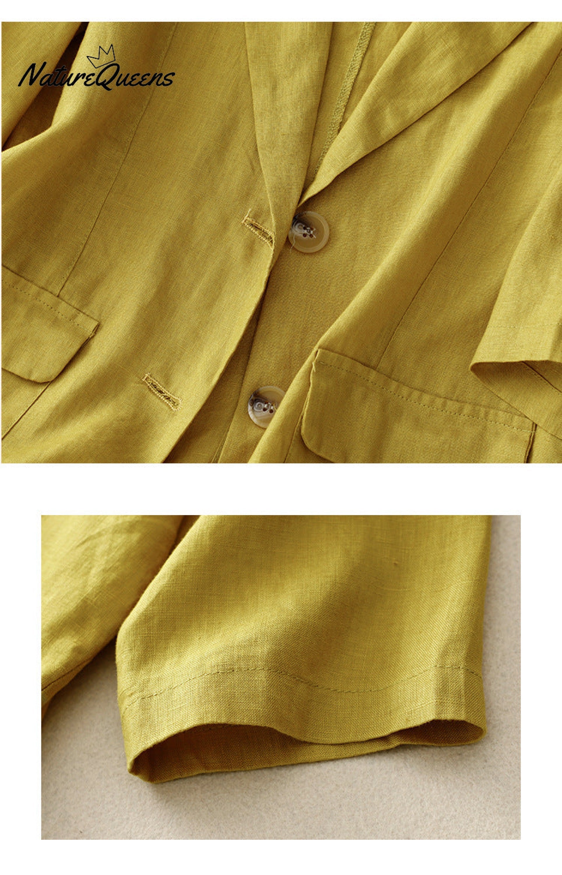 All-match casual button-down cotton linen jacket