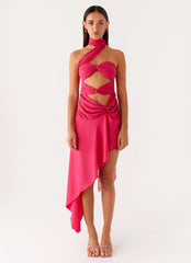 Robe mi-longue Circa à écharpe - Rose vif