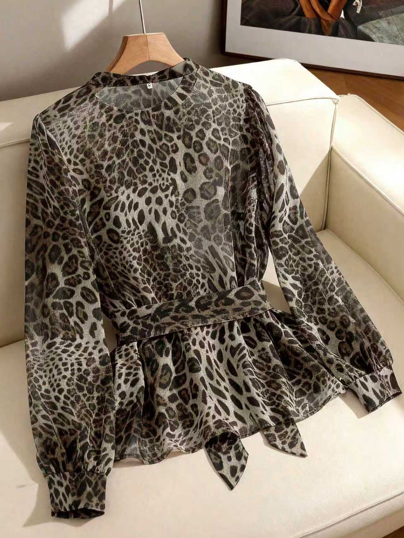 Stylish Leopard Print Chiffon Shirt