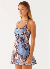 Mini-robe Sincere - Fleur de bois bleu