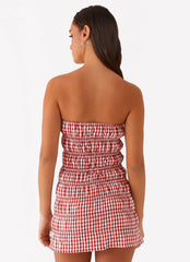 Robe courte Adele - Vichy rouge