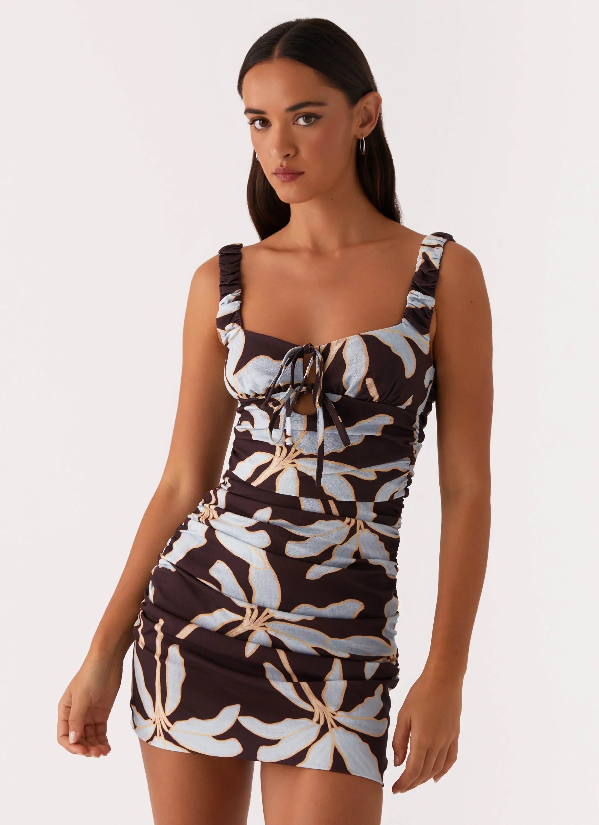 Mini-robe drapée Sweet Melody - Marron Opulent