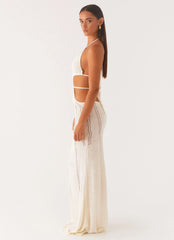 Robe longue en crochet découpé In Motion - Blanc