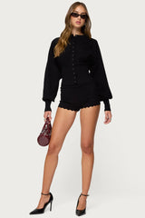 Cardigan en maille à manches bouffantes festonné Maizy