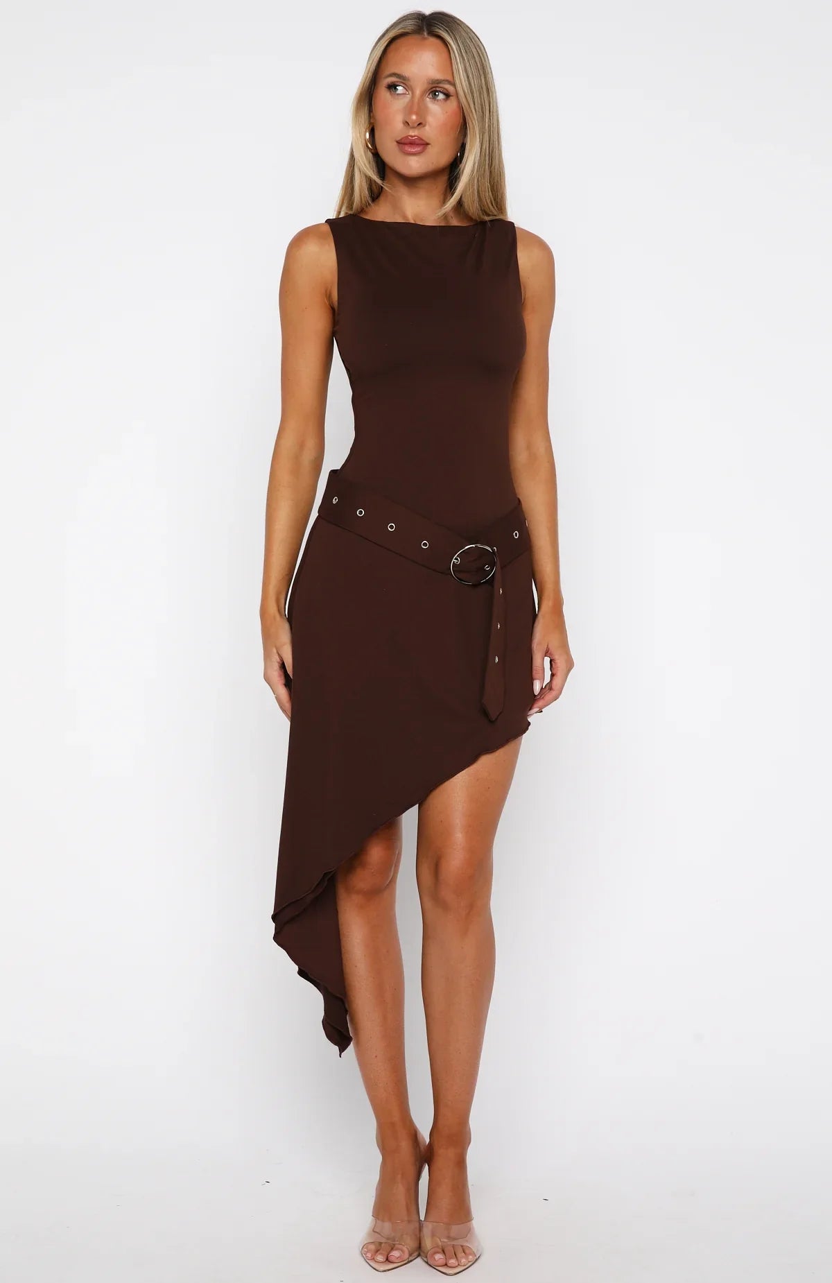Robe midi "Worth My Time" chocolat