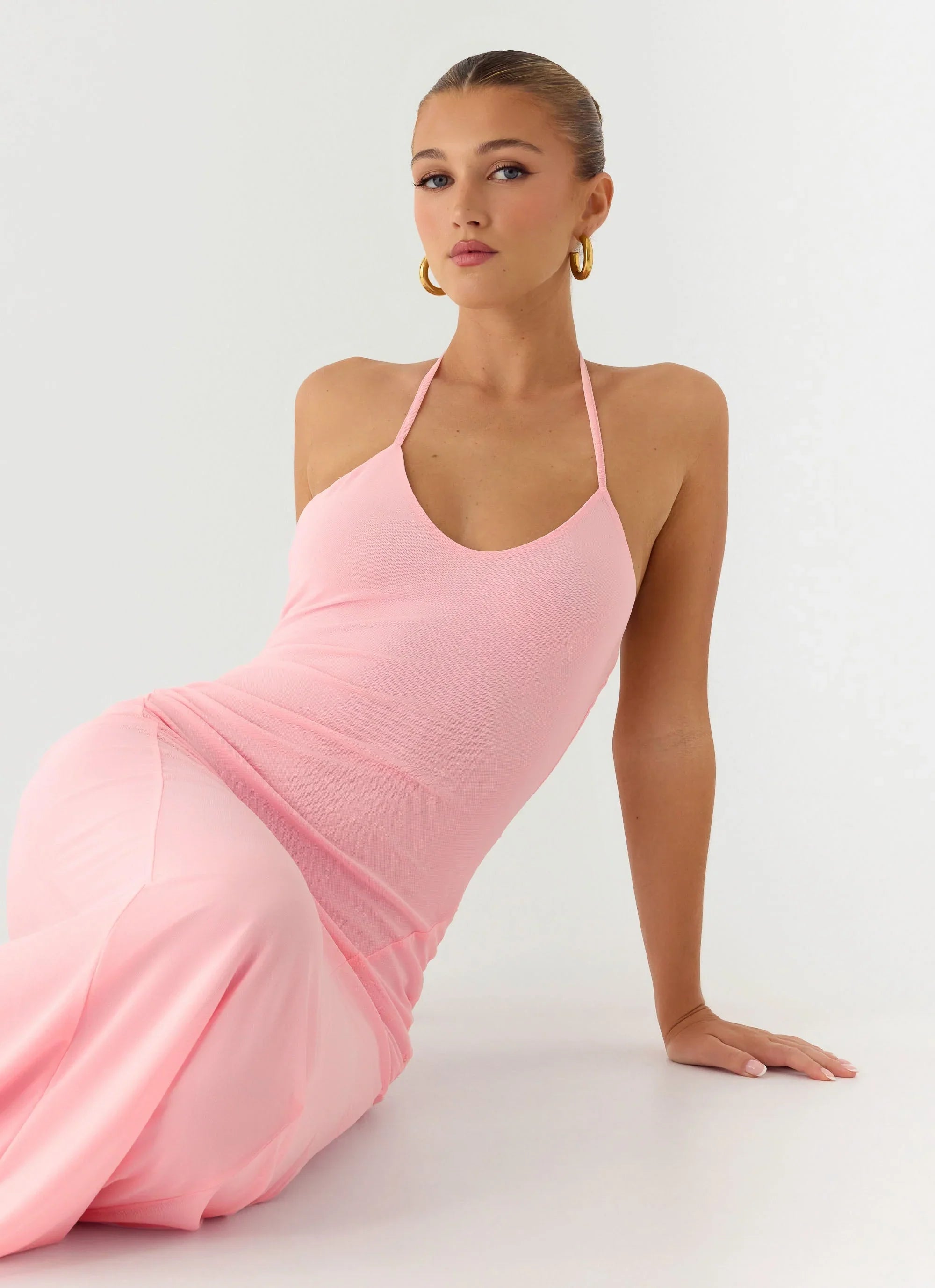 Robe longue Jolin dos nu - Rose bébé