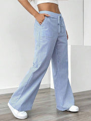 Women's Casual Striped Loose Wide-leg Trousers