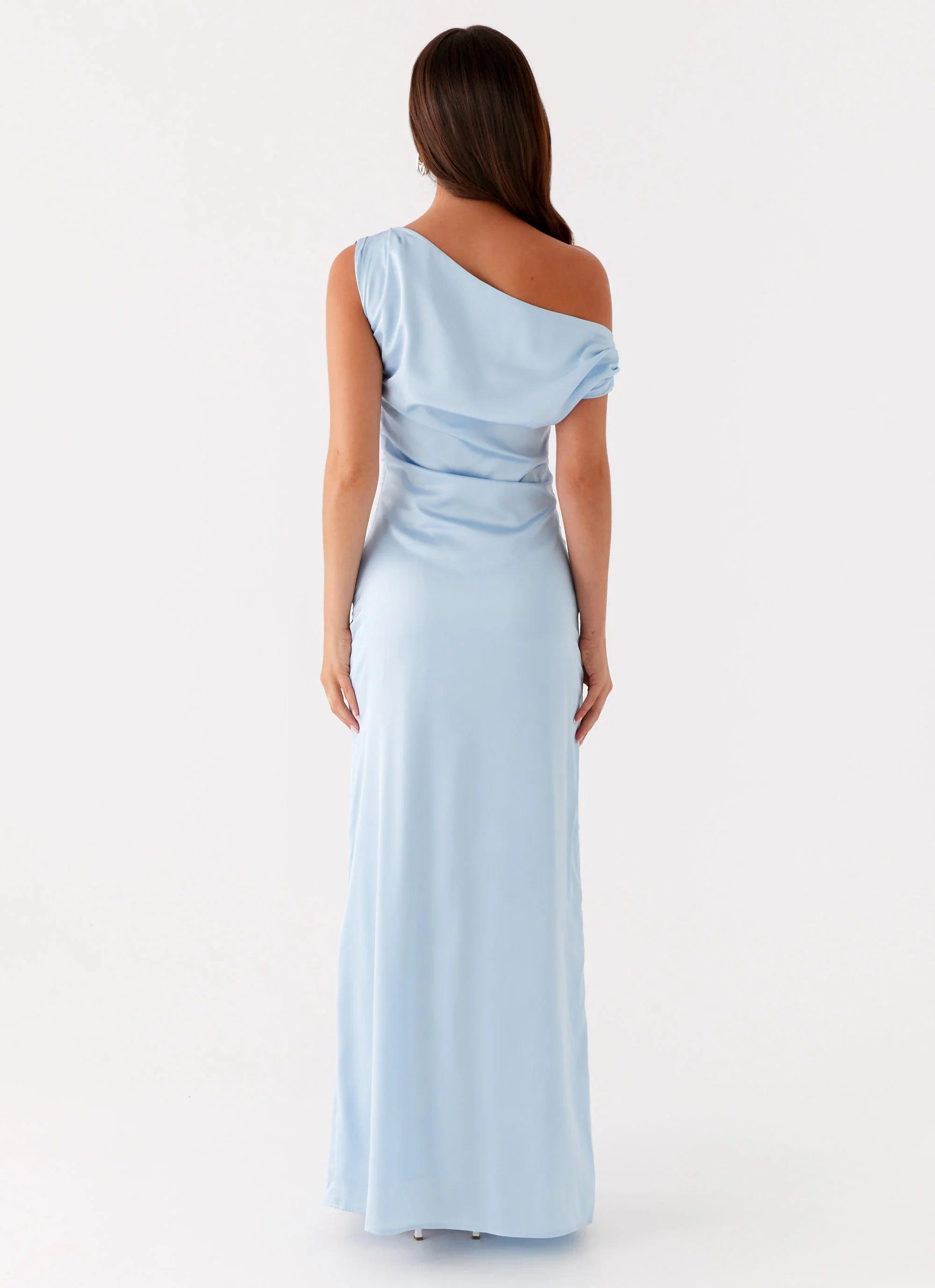 Robe longue en satin Heart Of Glass – Bleu