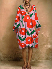 Women's Floral Print Casual Pocket Dress