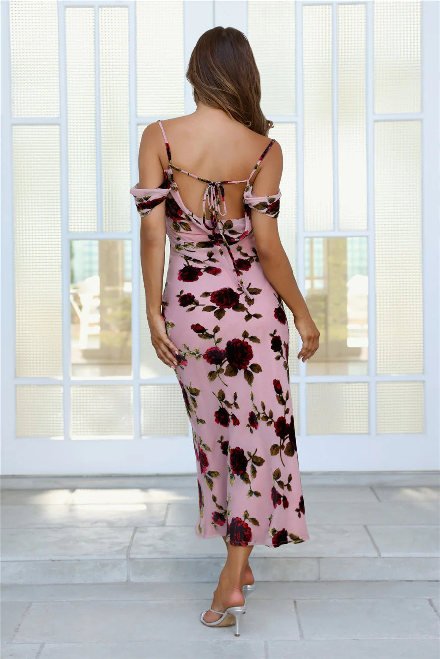 Robe midi Wild Rosette Rose