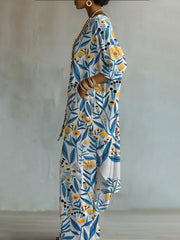Elegant Artistic Floral Print Two-piece Set