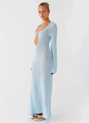 Robe longue en crochet Seascape - Bleue