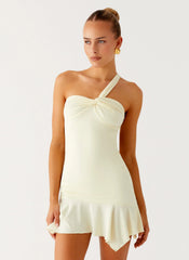 Mini-robe découpée "Not Your Fan" – Jaune