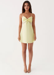 Mini-robe en satin Ayla - Jaune