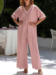 Women's Solid-Color Wide-Leg Jumpsuit