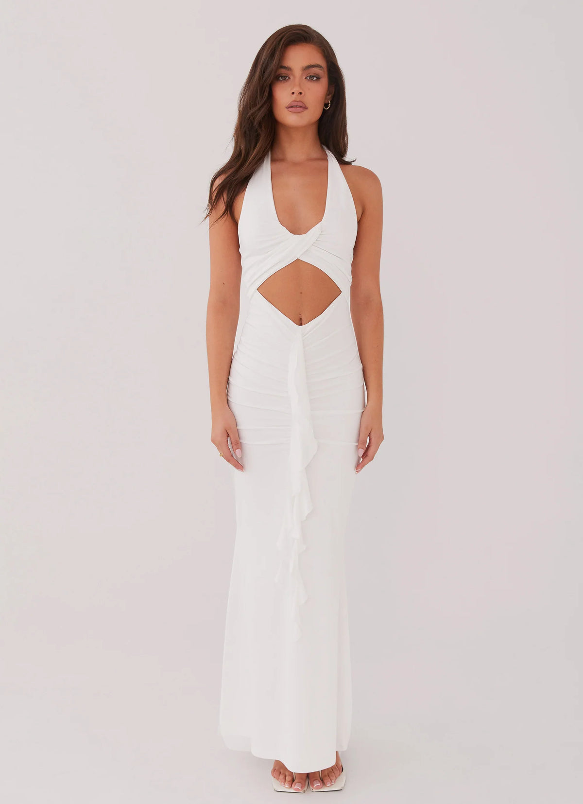 Robe longue à volants Allanna - Blanc
