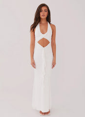 Robe longue à volants Allanna - Blanc