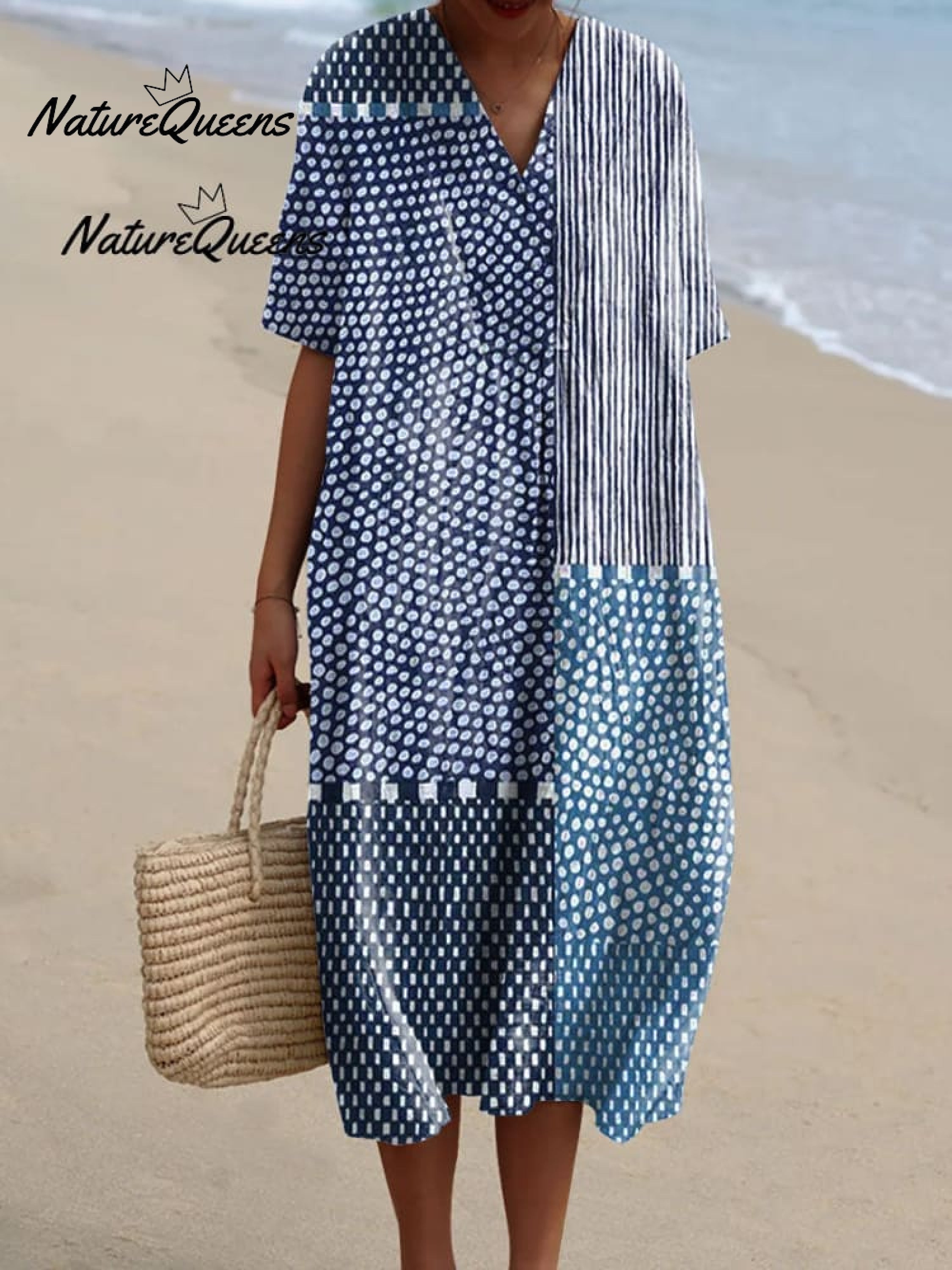 Women's Retro Polka Dot Art Print Casual Cotton And Linen Shirt