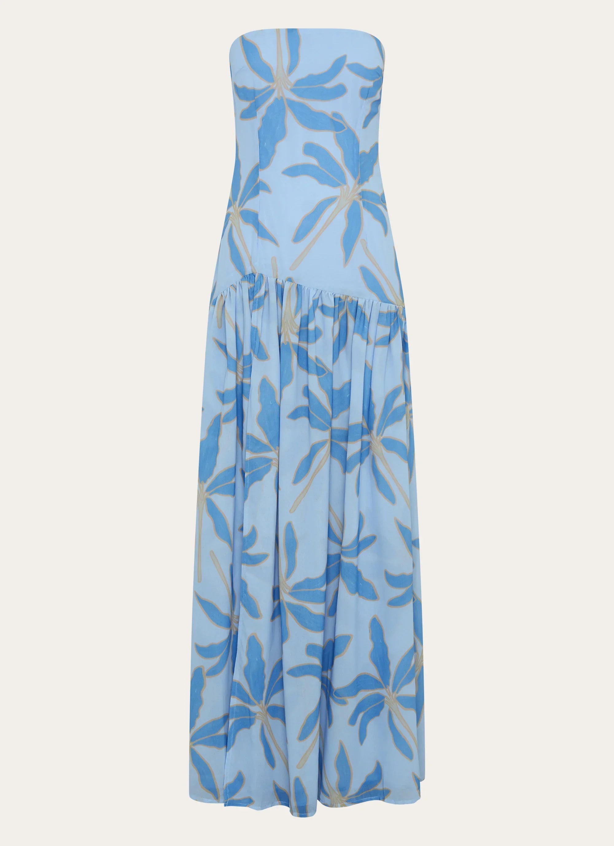 Robe longue sans bretelles Eden – Bleu opulent