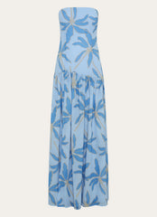 Robe longue sans bretelles Eden – Bleu opulent