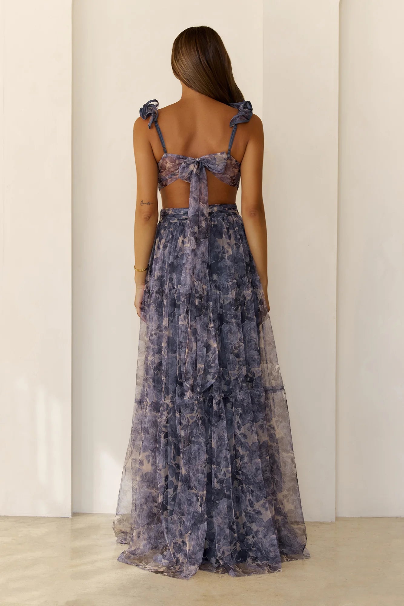 Robe longue Whisper Lane bleu ardoise