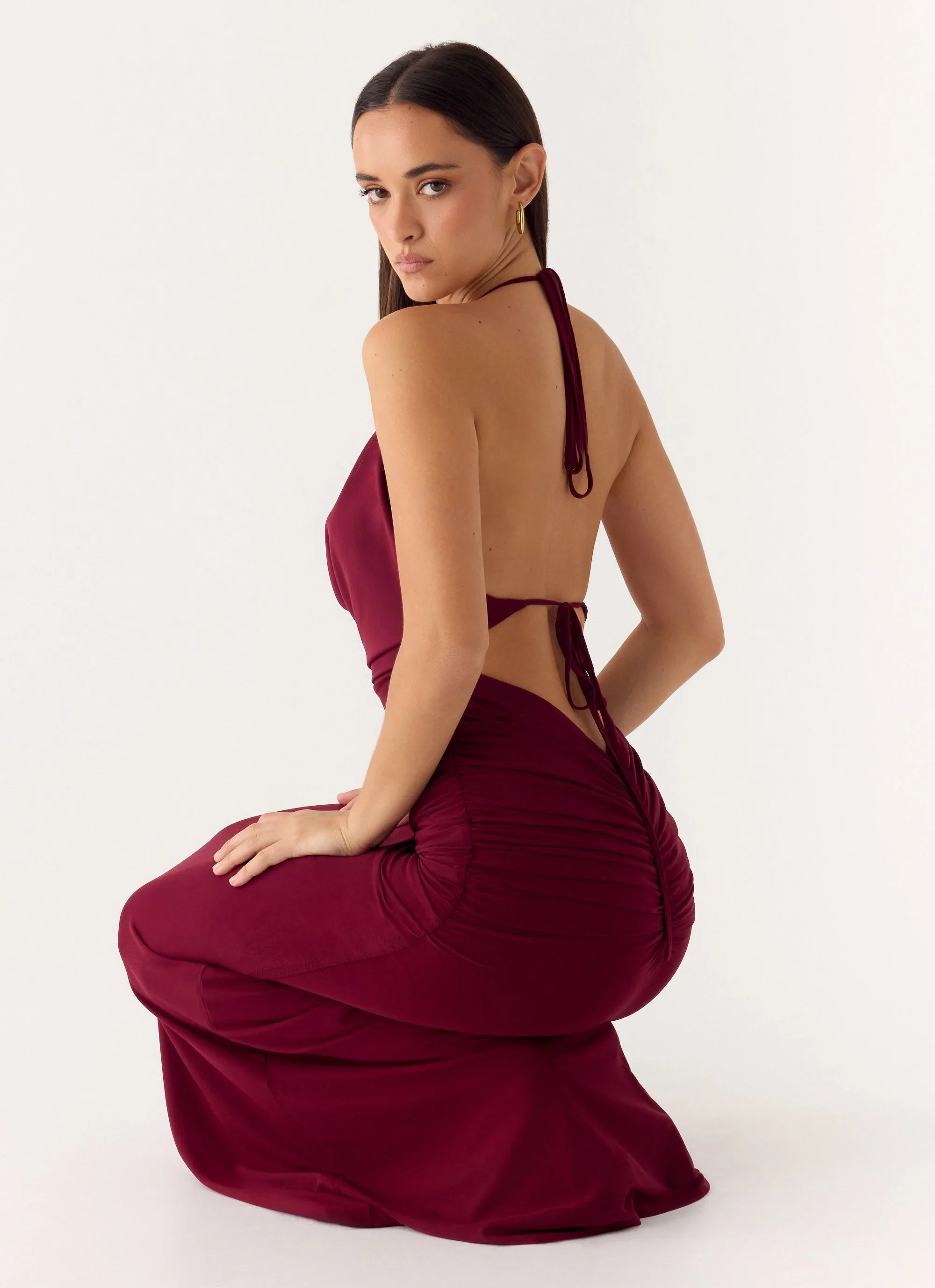 Robe longue yeux fermés - Cerise noire