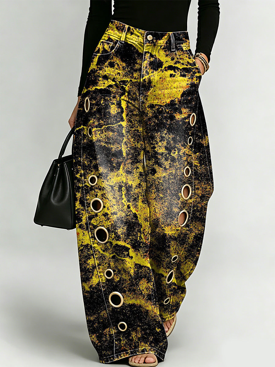 Colorful Graffiti Decorative Patterns Women's Casual Denim Pants