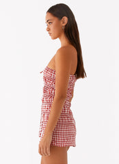 Robe courte Adele - Vichy rouge