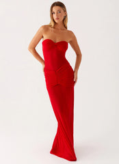 Robe longue en maille Ottilie - Rouge