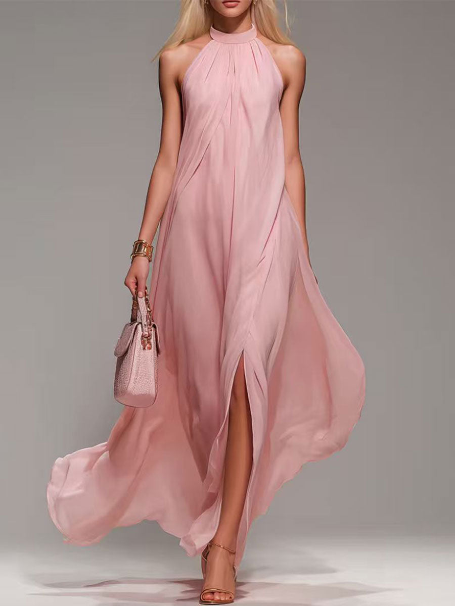 Women's Flowy High-slit Sleeveless Vacation Dress