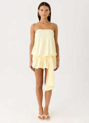 Mini-robe sans bretelles Mazie - Jaune