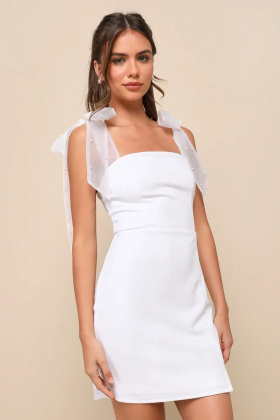 Mini-robe en organza rose perle à bretelles Beaming Perfection