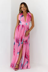 Robe longue rose "Attention Is Yours"