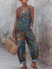Women's Hippie Patterns Print Casual Jumpsuit