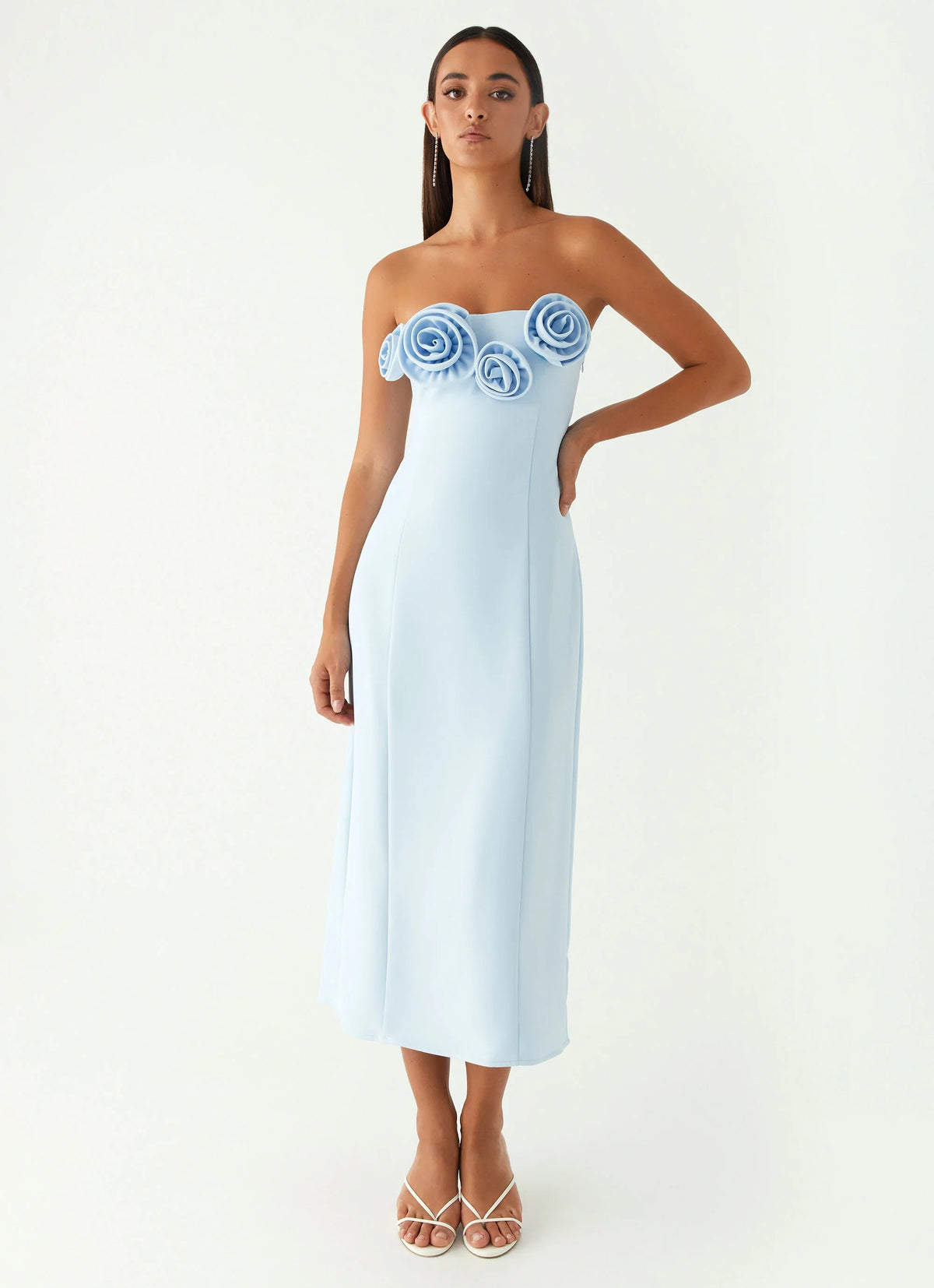 Robe midi sans bretelles Patsie - Bleue