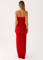 Robe longue en maille Ottilie - Rouge