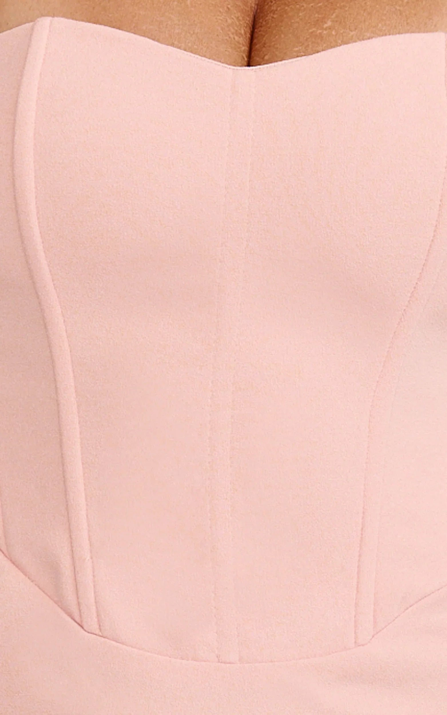 Robe longue Karina – Robe bustier corset à épaules dénudées avec lacets au dos, couleur rose