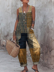 Women's Retro Geometry Print Casual Jumpsuit