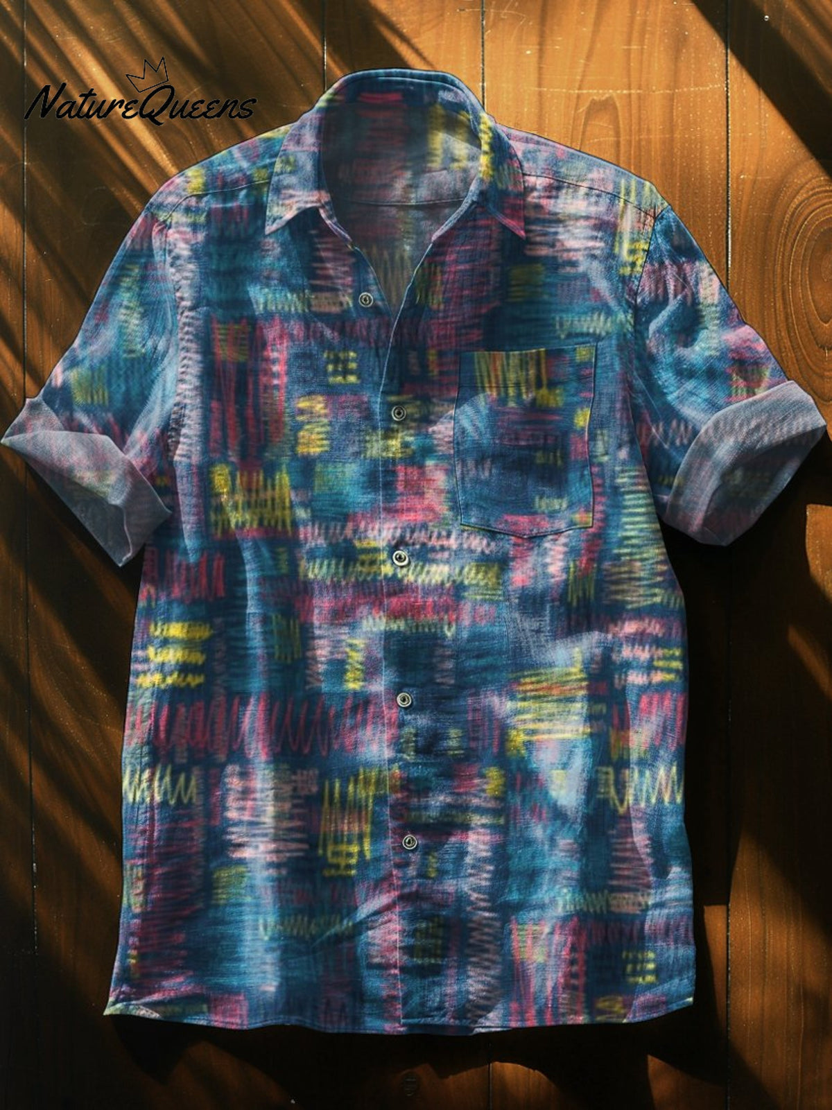 Scribbled Away Vintage Art Print Casual 100% Cotton Shirt